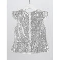 thumbnail image 4 of Xnihocha Kids Girls Sparkly Sequins Mermaid Shirt Top Short Sleeves Carnival Birthday Party Jazz Dance Clothes Silver 12, 4 of 7