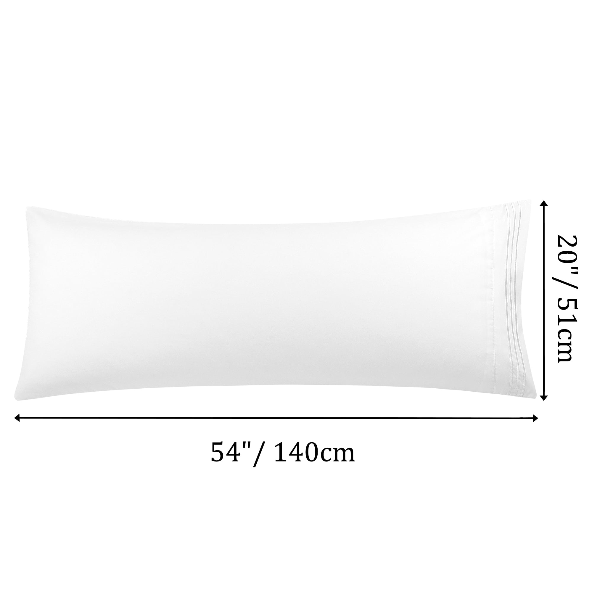 Unique Bargains Polyester Body Pillowcases 2 Pcs with Envelop White 20"x54"