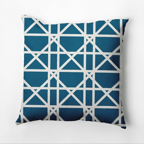 Simply Daisy 16" x 16" Trellis Geometric Pillow, Teal|Blue (1 count)