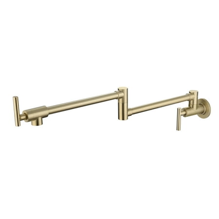 

Qukaim Folding faucet，Pot Filler Faucet Wall Mount Swivel Spout Brushed Gold