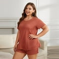 thumbnail image 5 of FLMEI Women’s Short Sleeve Pajama Sets Plus Size Top with Shorts Soft Cute Lounge & Sleepwear L-5XL, 5 of 8