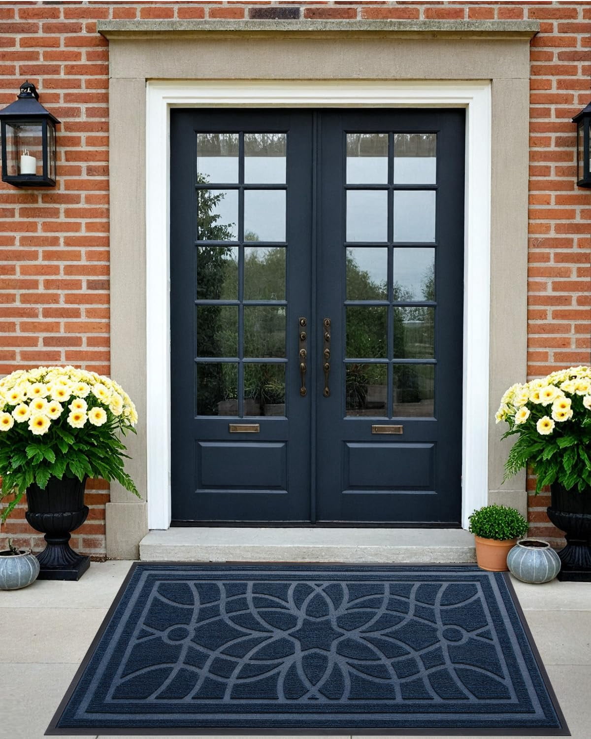 Front Door Mat Outside Entrance  Heavy Duty Non Slip Low Profile Doormat For Entryway Dirt And Welcome Mats Easy Clean Patio Garage 3x2 Blue