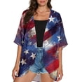 thumbnail image 4 of JULMCOMO 4th of July Lightweight Cardigans for Women Red White Blue Half Sleeve Patriotic Kimono Cover Ups Summer Tops Blue M, 4 of 6