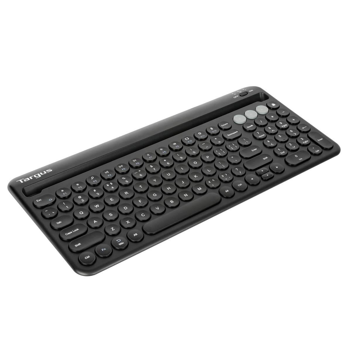 Targus Multi-Device Bluetooth Antimicrobial Keyboard with Tablet/Phone Cradle, Black- AKB867US