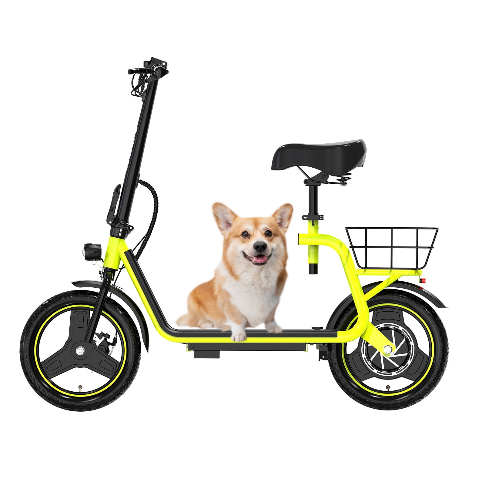 MEGA MOTION Electric Scooter Ebike, 400W Foldable Scooter with Seat 18.6MPH/7.8Ah battery, 14in Adult Electric Bicycle e scooter HS5