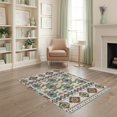 thumbnail image 2 of ODIKA 4'x6' Gray Blue Geometric Sky Design Washable Area Rug Intricate Apricot Mist Motif with Borders for Bedroom, Reading Nook, Pet Friendly & Non-Shedding, 2 of 7