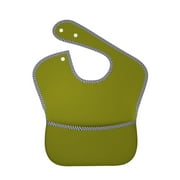 Bingfone Mess-Proof Baby Bib - Waterproof Bib For Baby Boy Or Girl With Food Catcher Pocket, Unisex-Olive