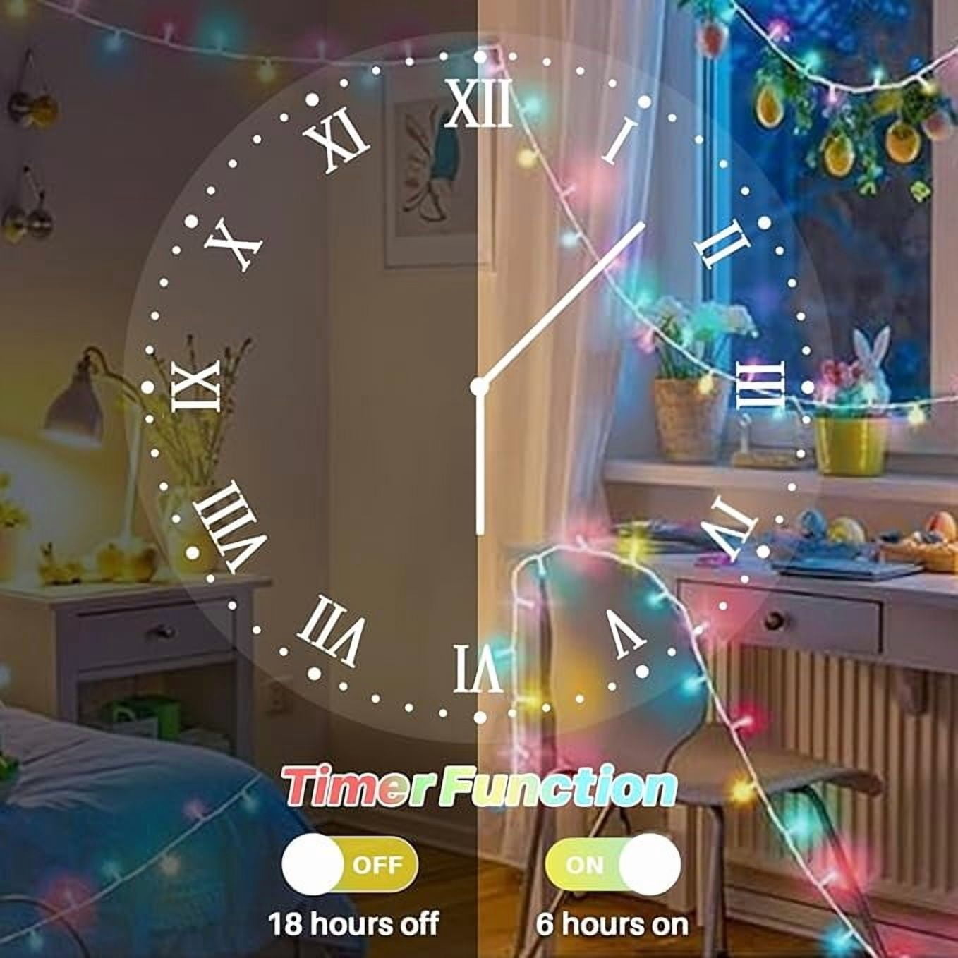 LAMPHOME Battery Powered Multicolor Christmas String Lights, 34.1FT 100 LED Waterproof Christmas Tree Lights with 8 Lighting Modes, Indoor & Outdoor Xmas Decor for Yard, Wedding, Home Ornaments