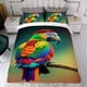 thumbnail image 4 of Loro Conjunto de sábanas temático, trío de piezas, cómodo y amigable con la piel, diseño único, regalo de decoración para el hogar para familiares, amigos y fans, 90 cm * 190 cm, 4 of 6