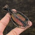 thumbnail image 4 of Natural Rhodonite, Moonstone Gemstone Copper Wire Wrap Pendant 3.39", 4 of 5