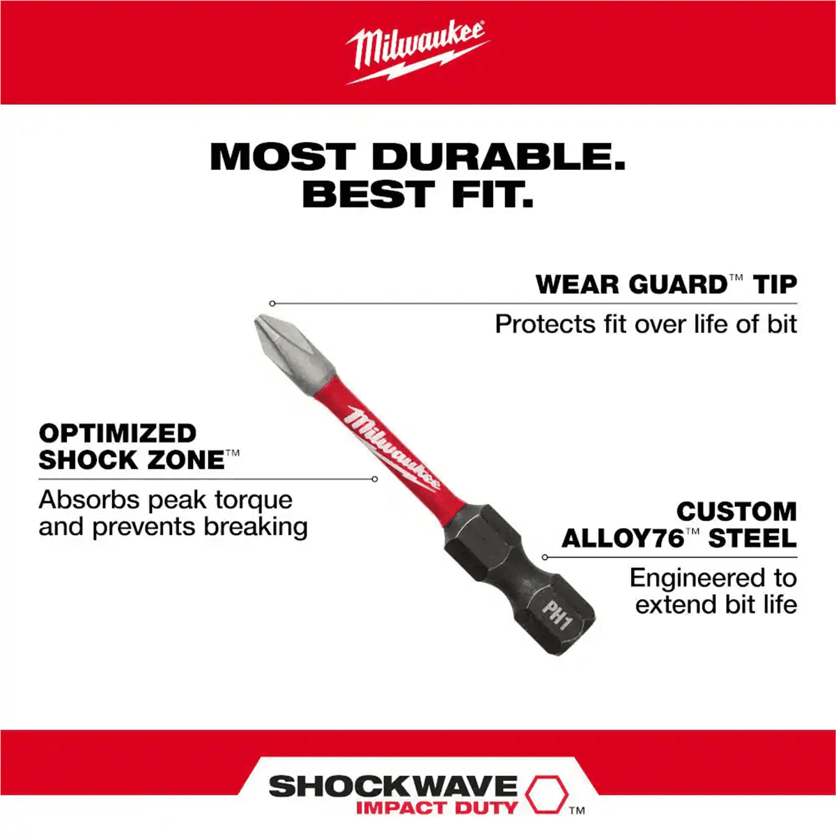 Milwaukee 48-32-4408 SHOCKWAVE 26PC Drill Drive Fasten Set