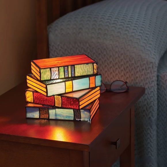 Luz de Libro Apilada de Vidrio Colorido, Resina Colorida, Hermoso Diseño, Luz Apilable Nica, Batería de Botón