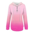 thumbnail image 5 of Busydd Womens Hoodie Fashion Gradient Hoodies Casual Long Sleeve Fleece Sweatshirt Loose Comfort Button Drawstring Pullover Tops with Pocket, 5 of 5