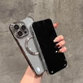 thumbnail image 3 of for iPhone 15 Pro Max Case Magnetic Clear with Camera Lens Protector MagSafe Electroplated Silicone Dust-Proof Net Shockproof Protective Phone Case Cover 6.7 Inch - Nature Titanium, 3 of 6