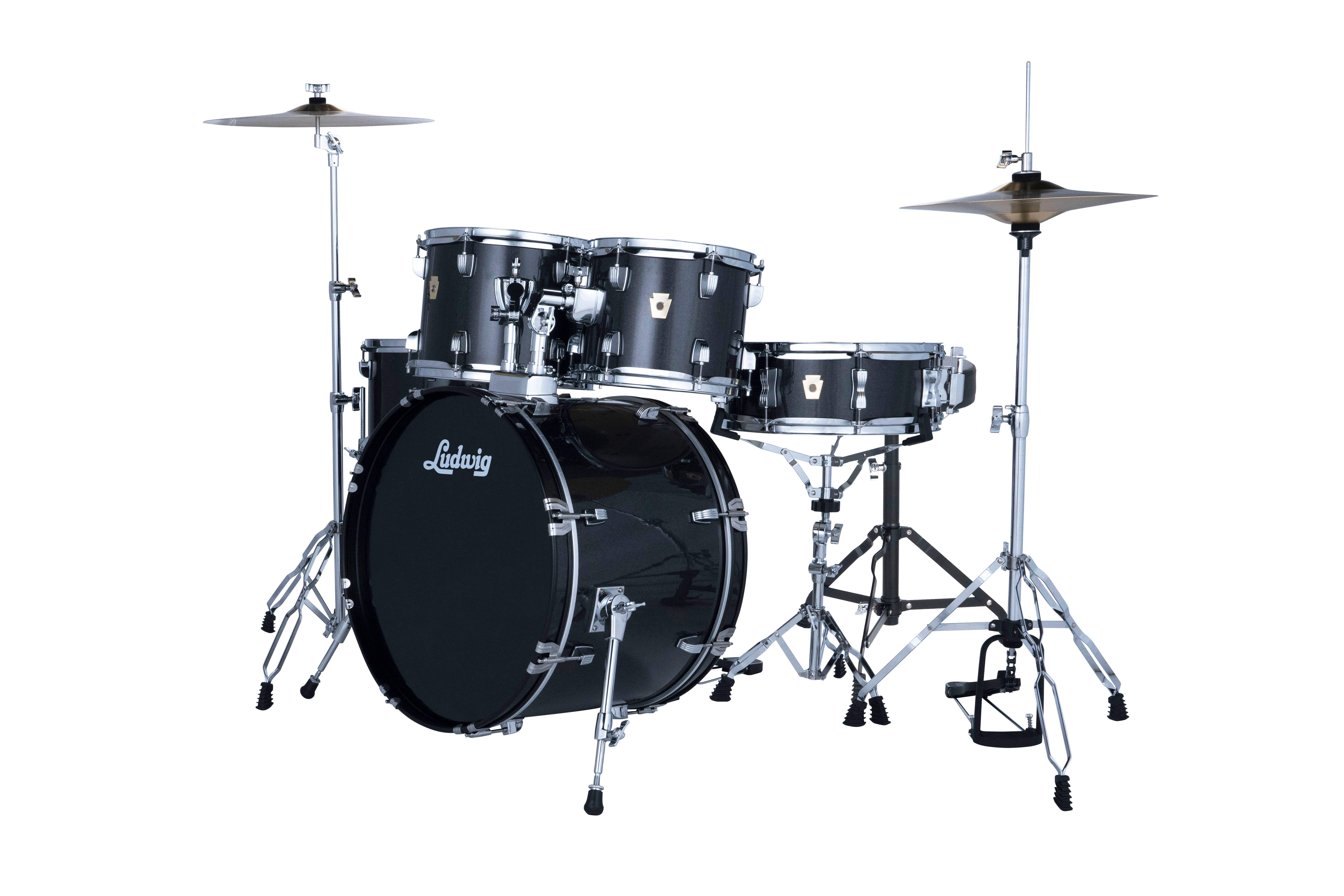 Ludwig Accent Fuse 5PC Drum Set W/Hardware & Wuhan Cymbals, 20" Bass Drum, Moon Dust