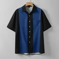 thumbnail image 2 of MNCEKFOD Men Shirts Casual Color Block Printed Shirt Short Sleeve Button Down with Pocket Leisure Mens Tops Blue M, 2 of 7
