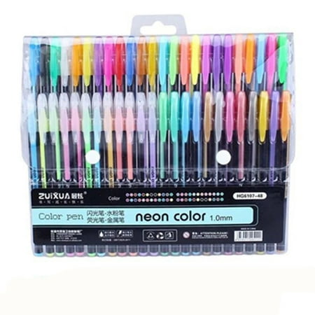 48 Colors Gel Pens Pastel Glitter Fluorescent Metallic Color Marker Pen School Students Stationery Office (Best Pen For Students In India)