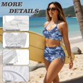 thumbnail image 6 of SEANATIVE Bikini Set for Women Two Piece Swimsuit V Neck High Waisted Bikini Sets Stylish Swimsuit Push Up Twist Front Ruched Bathing Suit for Hawaii Beach, XS, Blue Camouflage, 6 of 7