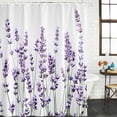 thumbnail image 3 of Shower Curtain Bathroom Set Watercolor Rural Purple Lavender on White Waterproof Fabric Shower Curtains with Grommets&Hooks, Summer Flower Privacy Bath Curtain for Bathtub 36x72in, 3 of 9