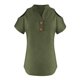 thumbnail image 4 of Loose Off The Shoulder Tops For Women Color Sólido Cuello en V Linen Feel Camiseta de Manga Corta, Tops de Lino para Mujeres Loose Fit Verano, 4 of 7