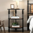 thumbnail image 5 of Round End Table, Small Side Table with 3 Shelves for Living Room, Bedroom, Night Stand Accent Coffee Table with Steel Frame for Small Spaces, Rustic Brown, 5 of 7