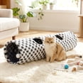 thumbnail image 5 of Happy & Polly Cozy Convertible Cat Tunnel Toy, Collapsible Grey and White Plaid Pet Play Tube for Indoor Cats, 5 of 9