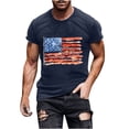 thumbnail image 2 of lcziwo Mens Gifts! Mens 4th of July Shirt Casual Crewneck Short Sleeve Summer Tops Fashion American Flag Graphic Tee Shirts Cotton Pullover Dark Blue XL, 2 of 6