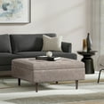 thumbnail image 5 of Shay 38 inch Wide Mid Century Modern Square Large Square Coffee Table Storage Ottoman in Distressed Grey Taupe Vegan Faux Leather, Assembled, 5 of 12