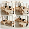 thumbnail image 3 of 105.9'' Extra Deep Cloud Couch, Contrast Color Boneless Couch Bed, Teddy Fabric Modular Sectional Sofa with Deep Seat, L Shaped Couch  for Living Room, No Assembly Required, Camel, 3 of 11