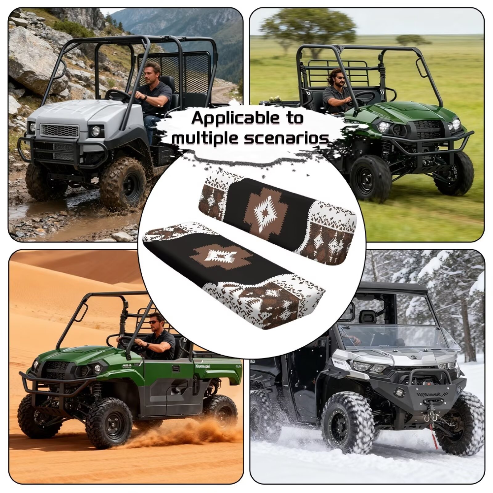 Uorisanigo UTV Seat Covers for Kawasaki Mule 3000 3010 3020 4000 4010 2001-2024 Aztec African Tribal UTV Bench Seat Cover Accessories All Season Weather Proof Seats Cushion