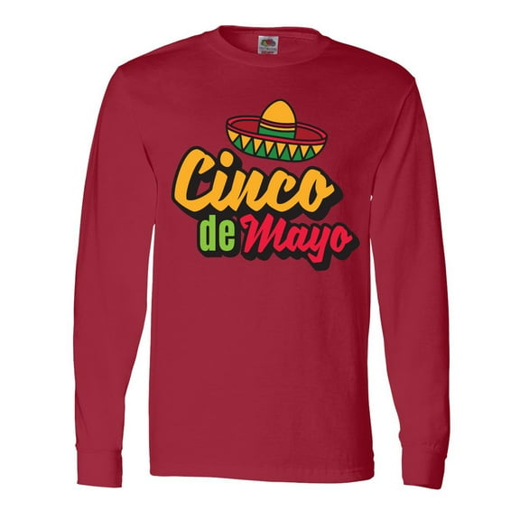 Inktastic Cinco De Mayo with Sombrero Long Sleeve T-Shirt