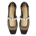 thumbnail image 4 of XYD Women Fashion Pearl Strap Ballet Flats Square Toe Mary Jane Comfortable Dress Ventilate Mesh Shoes Size 12 Black, 4 of 4