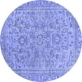 thumbnail image 1 of Ahgly Company Machine Washable Indoor Round Abstract Blue Modern Area Rugs, 4' Round, 1 of 4