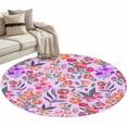 thumbnail image 2 of Spring Floral 3ft Area Rug, Retro Watercolor Flowers Leaves Plants Purple Washable Non-Slip Small Round Rugs for Entryway Bedroom Kitchen, Soft Circle Carpet for Dining Room, Playroom Nursery Rug, 2 of 9