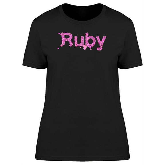 Ruby Cool Pink Heart Name T-Shirt Women -Image by Shutterstock, Female XX-Large