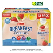 Carnation Breakfast Essentials Nutritional Drink, Creamy Strawberry, 10 g Protein, 12 - 8 fl oz Cartons