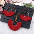 thumbnail image 3 of Xinyolin Vintage Fan Shape Tassel Circle Pendant Necklace, Hook Earrings Women's Jewelry Set, 3 of 8