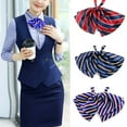 thumbnail image 2 of Bow Tie Striped Color-Blocked Double-Layer Neck Tie Banks Flight Attendants Business Attire Uniforms Pre-tied Bow Tie-D, 2 of 8