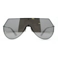 thumbnail image 1 of Color Mirror Futuristic Flat Top Shield Rimless Sunglasses Black Silver Mirror, 1 of 5