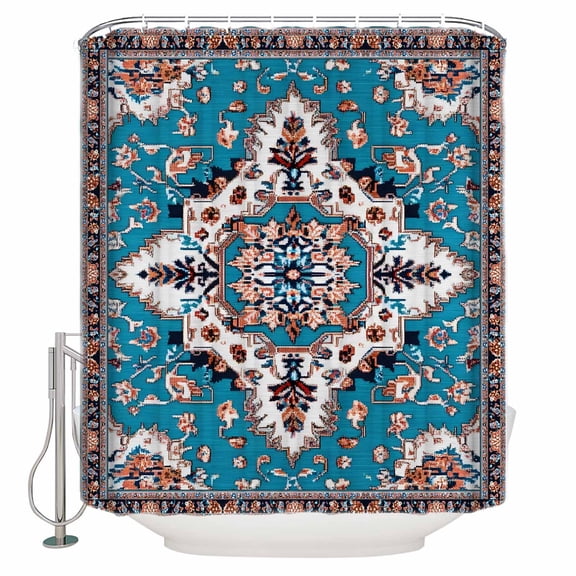 54x78 Inch Shower Curtain Decorative Colorful Boho Bathtub Bath Curtains Fabric Waterproof Bathroom Decor Southwest Traditional Flowers Aesthetic Small Stall Shower Curtain Set with 12 Hooks