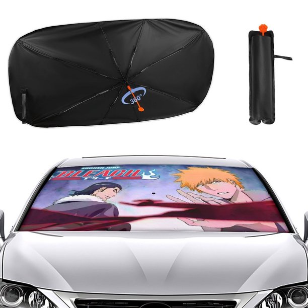 BLEACH Sombrilla Solar para Auto - Protector de Parabrisas Plegable | Cortina Solar Delantero | Bloqueo UV y Aislamiento de Calor 133x73cm