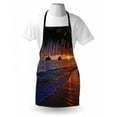 thumbnail image 3 of Hawaiian Apron Pacific Sunrise at Lanikai Beach Hawaii Sandy Tropics Hills Leaves Landmark, Unisex Kitchen Bib Apron with Adjustable Neck for Cooking Baking Gardening, Purple Bronze, by Ambesonne, 3 of 3