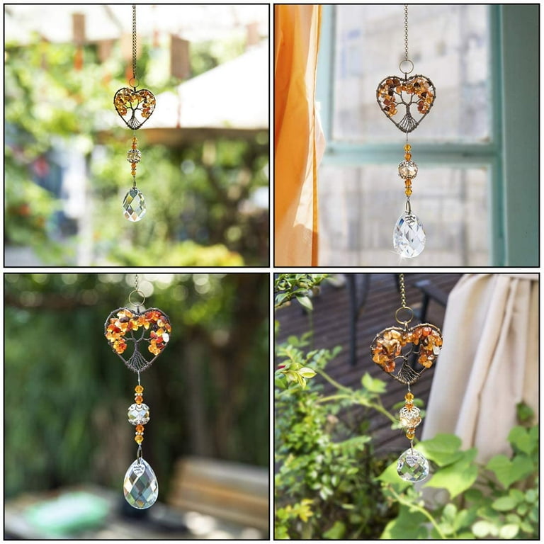 H&D HYALINE & DORA Set 3pcs Tree of Life Crystal Suncatcher Hanging Pendant  for Window