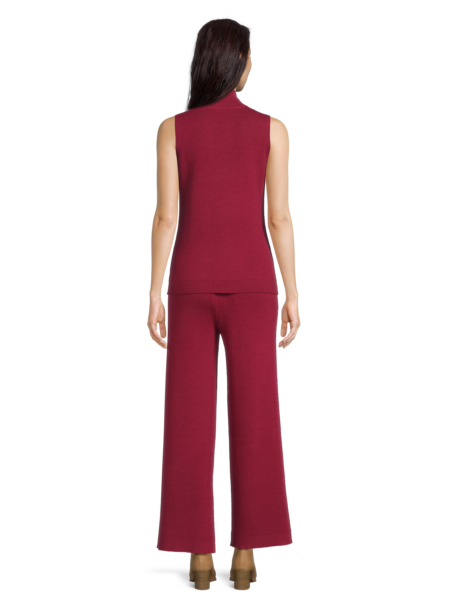Time and Tru Women's Mock Neck Top and Wide Leg Pants Set, 2-Piece ...