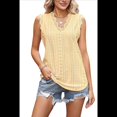 thumbnail image 1 of Camisola Elegante de Jacquard para Mujer, con Apliques de Encaje, Sin Mangas, Color Liso, con Cuello en V. Amarillo L, 1 of 8