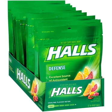 Halls Defense Assorted Citrus Vitamin C Dietary Supplement Drops 12-14 ct Bags