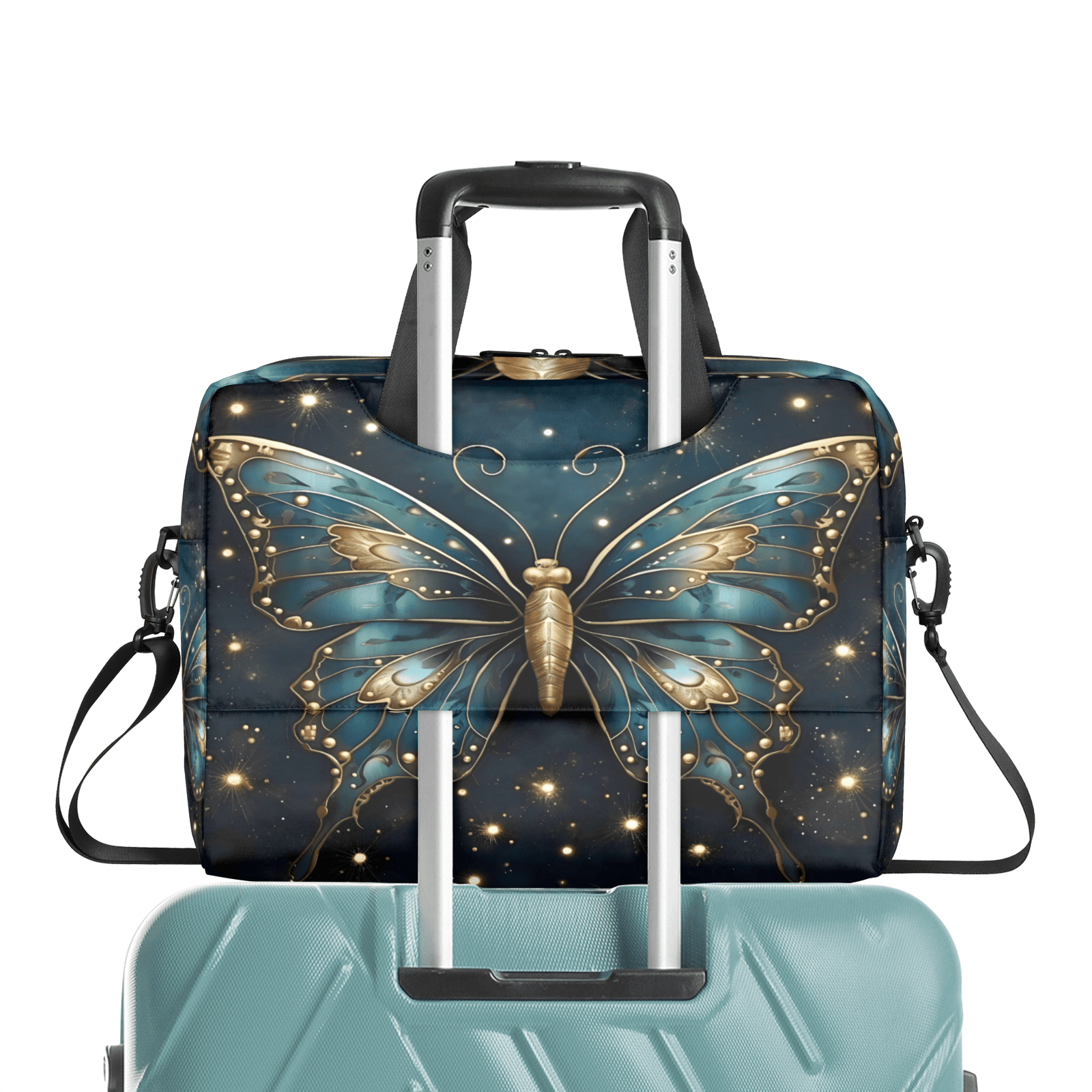 Herdesigns Boho Butterfly Laptop Bag for Women Men, Computer Case Briefcase Messenger Bags, 15-15.6 inch Laptop Sleeve Shoulder Bag
