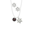 thumbnail image 2 of Delight Jewelry Silvertone Maroon Paw on Black Disc Silver tone Snowflake Charm Necklace and Stud Earrings, 2 of 4