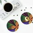 thumbnail image 4 of Yiaed Multicolored Beautiful Flower1 Print Leather Coasters for Drinks - Cup Coasters Coffee Table Kitchen Table Bar, Home & Office Gifts Handmade Drink Coasters-Round Shape, 4 of 6