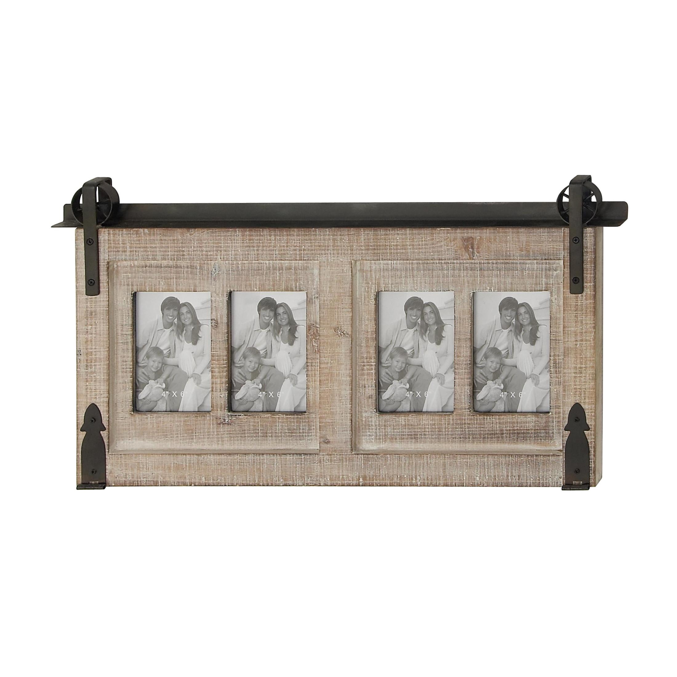 DecMode 4-Opening 4" x 6" Brown People Wall Photo Frame with Metal Accent